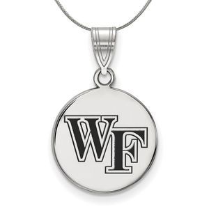 Sterling Silver Wake Forest U. Md Enamel Disc Necklace - 20 In